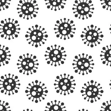 Vector seamless virus pattern. Cartoon black and white cell design. Artistic イラスト素材