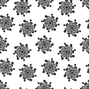 Vector seamless virus pattern. Cartoon black and white cell design. Artistic 库存插图