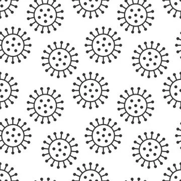 Vector seamless virus pattern. Cartoon black and white cell design. Artistic 스톡 일러스트