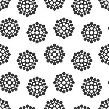 Vector seamless virus pattern. Cartoon black and white cell design. Artistic 스톡 일러스트