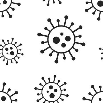 Vector seamless virus pattern. Cartoon black and white cell design. Artistic Stock Illustration