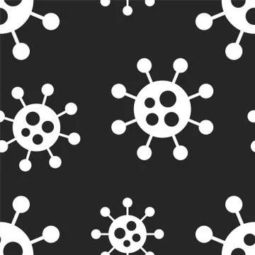 Vector seamless virus pattern. Cartoon black and white cell design. Artistic 스톡 일러스트