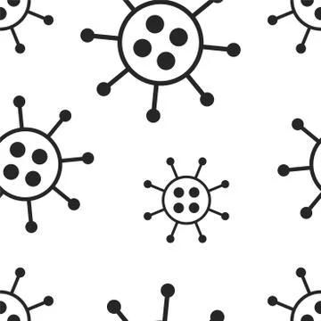 Vector seamless virus pattern. Cartoon black and white cell design. Artistic Stock Illustration