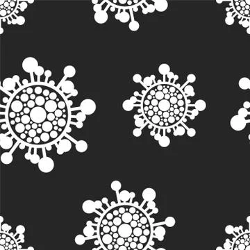 Vector seamless virus pattern. Cartoon black and white cell design. Artistic 스톡 일러스트