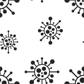 Vector seamless virus pattern. Cartoon black and white cell design. Artistic 스톡 일러스트