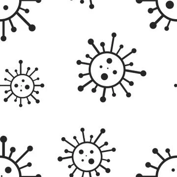 Vector seamless virus pattern. Cartoon black and white cell design. Artistic 스톡 일러스트