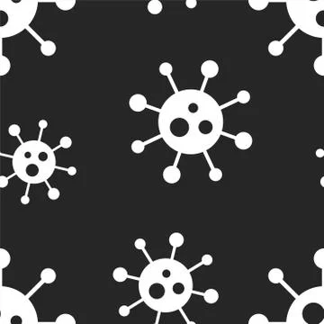 Vector seamless virus pattern. Cartoon black and white cell design. Artistic イラスト素材