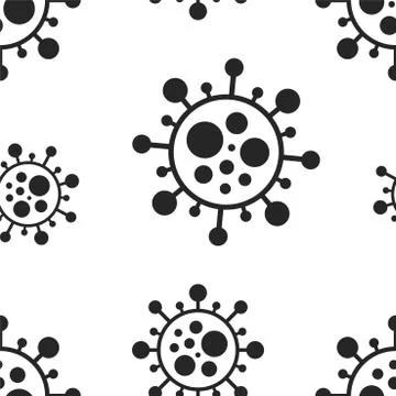 Vector seamless virus pattern. Cartoon black and white cell design. Artistic Иллюстрация