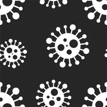 Vector seamless virus pattern. Cartoon black and white cell design. Artistic Illustrazione stock