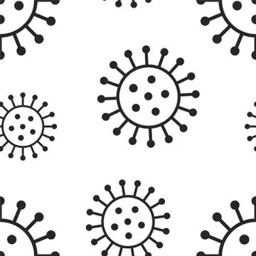 Vector seamless virus pattern. Cartoon black and white cell design. Artistic Illustrazione stock