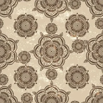 Vector seamless wallpaper with abstract flowers Stock Illustration