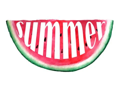 Vector seamless watercolor hand drawn watermelon pattern. Stock Illustration