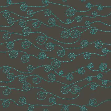 Vector seamless wave hand-drawn pattern, waves background (seamlessly tiling) Illustrazione stock