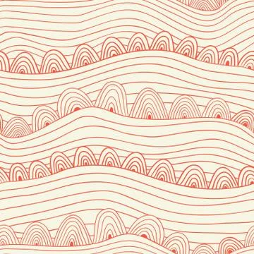 Vector seamless wave hand-drawn pattern, waves background (seamlessly tiling) Illustrazione stock
