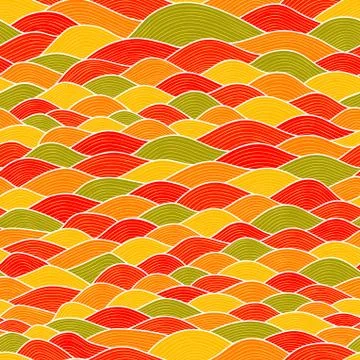 Vector seamless wave hand-drawn pattern, waves background (seamlessly tiling) 스톡 일러스트