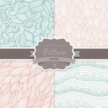 Vector seamless wave hand-drawn pattern, waves background (seamlessly tiling) Illustrazione stock