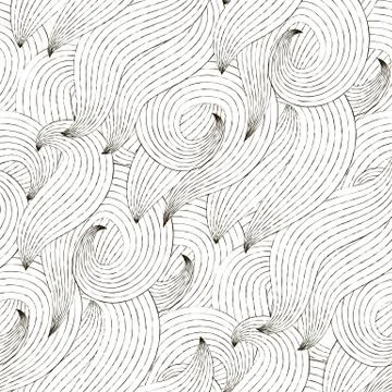 Vector Seamless Wave Hand-drawn Pattern Illustrazione stock