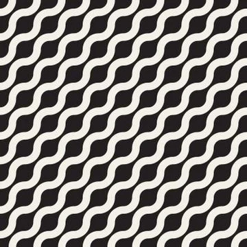 Vector Seamless Wavy Diagonal Line Geometric Pattern Stock Illustration