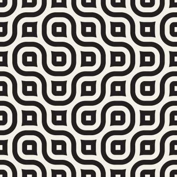 Vector Seamless Wavy Line Black and White Geometric Pattern Stock Illustration