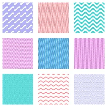 Vector seamless wavy line patterns Stock Illustration