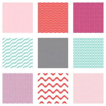 Vector seamless wavy line patterns Stock-Illustration