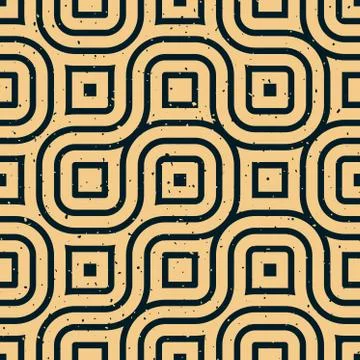 Vector Seamless Wavy Lines Irregular Retro Grungy Pattern Stock Illustration