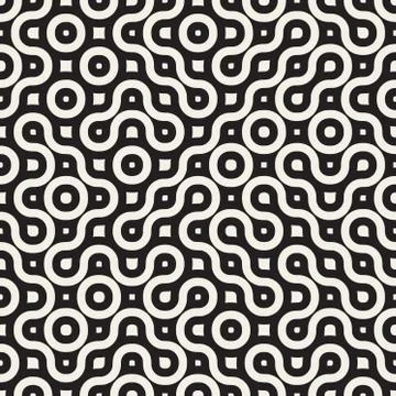 Vector Seamless Wavy Round Lines Irregular Geometric Pattern 스톡 일러스트