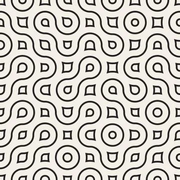 Vector Seamless Wavy Round Lines Irregular Geometric Pattern Ilustración de archivo