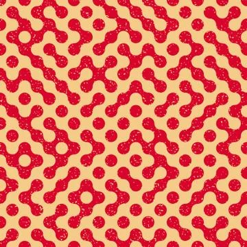 Vector Seamless Wavy Truchet Irregular Retro Grungy Red Tan Pattern イラスト素材