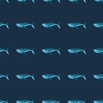 Vector seamless whale pattern. Ocean or sea background Stock Illustration