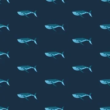 Vector seamless whale pattern. Ocean or sea background Stock Illustration