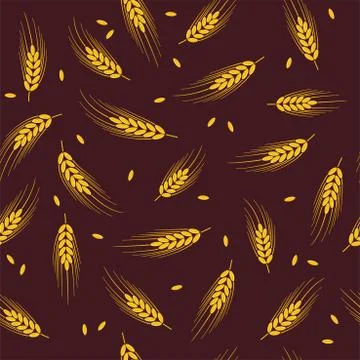 Vector seamless wheat, barley or rye background pattern Stock Illustration