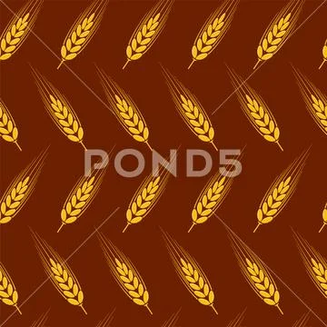 Vector seamless wheat, barley or rye background pattern Stock Illustration