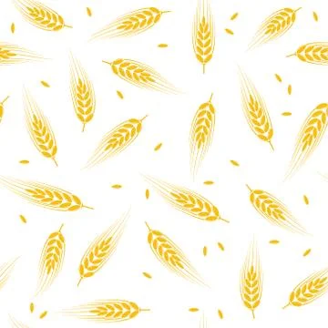 Vector seamless wheat, barley or rye background pattern Stock Illustration