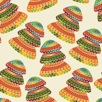 Vector seamless winter  christams pattern with bright  fir trees イラスト素材