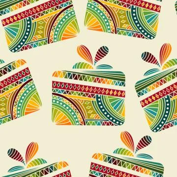 Vector seamless winter  christams pattern with present boxes Stock Illustration