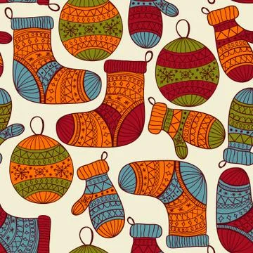 Vector seamless winter christmas pattern Stock Illustration