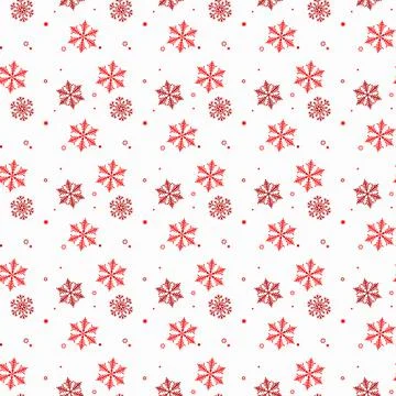 Vector seamless winter pattern background of snowflakes. Red snowflake patt.. 스톡 일러스트