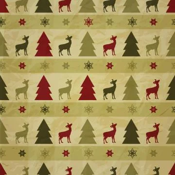 Vector seamless winter pattern, crumpled paper texture Stock Illustration