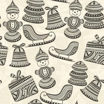 Vector seamless winter pattern Stock Illustration