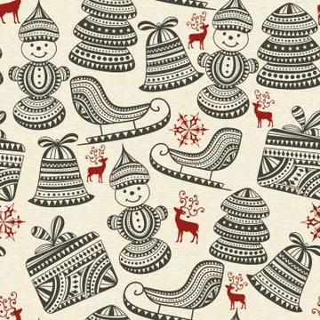 Vector seamless winter pattern Stock Illustration