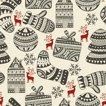 Vector seamless winter pattern Stock Illustration