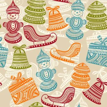 Vector seamless winter pattern Stock Illustration