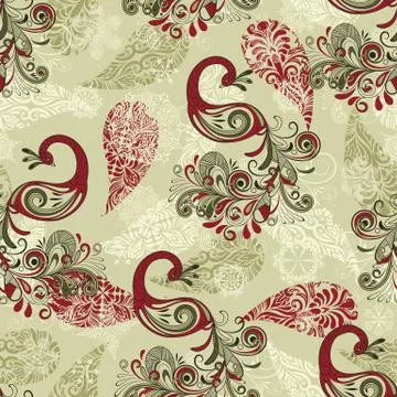 Vector seamless winter pattern with peacocks and snowflakes Stock Illustration