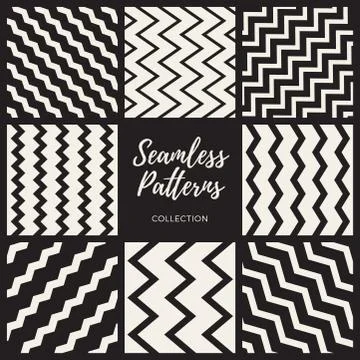 Vector Seamless ZigZag Lines Patterns Collection Stock Illustration