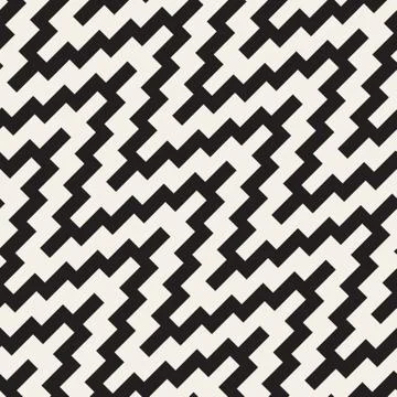 Vector Seamless ZigZag Rounded Diagonal Lines Geometric Pattern Stock Illustration