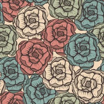 Vector seamlesss floral pattern Stock Illustration