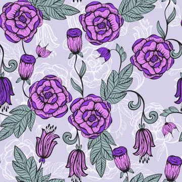 Vector seamlesss floral pattern Stock Illustration