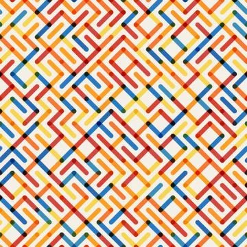Vector Seamlesss Multicolor Geometric Line Maze Grid Irregular Pattern Stock Illustration