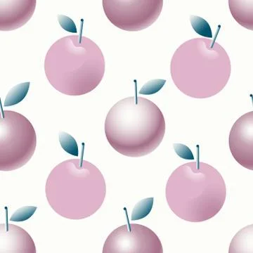 Vector seamlesss pattern with apples and leaves. Modern fruit illustration in Stock Illustration